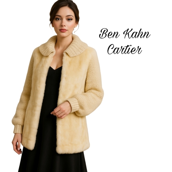 Ben Kahn At Cartier Vintage Geniune fur knit sleeve coat size small to medium - Picture 1 of 16